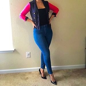 Love Culture pink & navy buttoned blazer size M